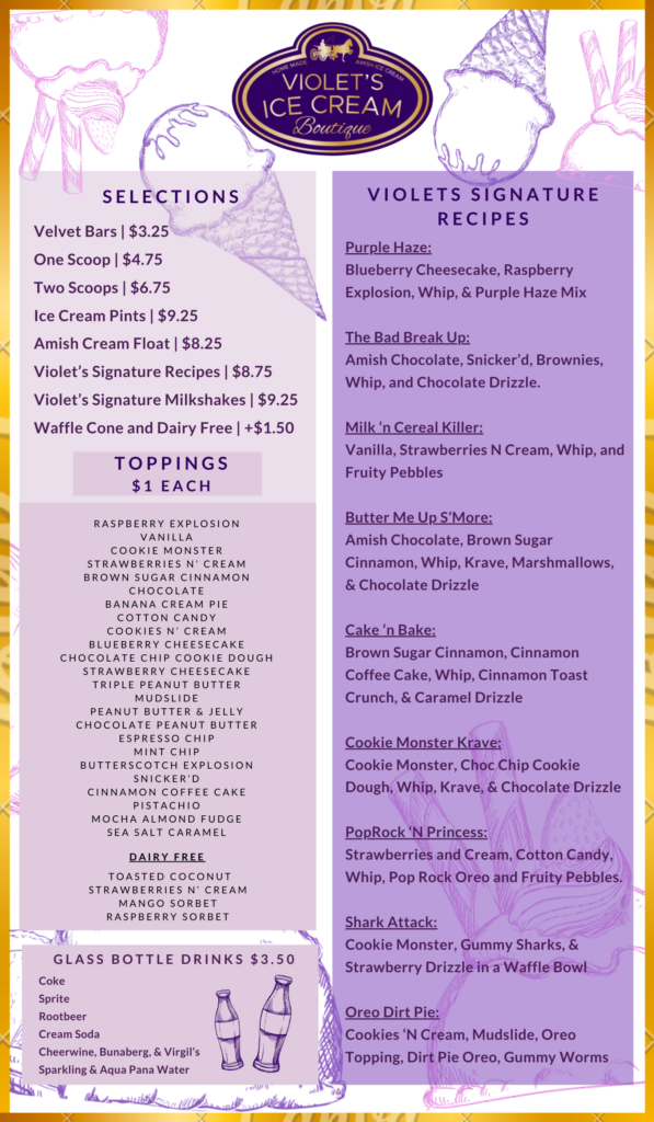 ice cream menu